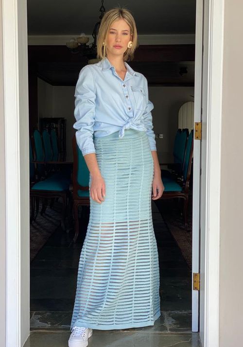 Saia Tricot Longa Sereia Transparência