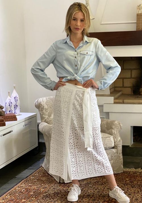 Saia Tricot Midy Renda Transpassada