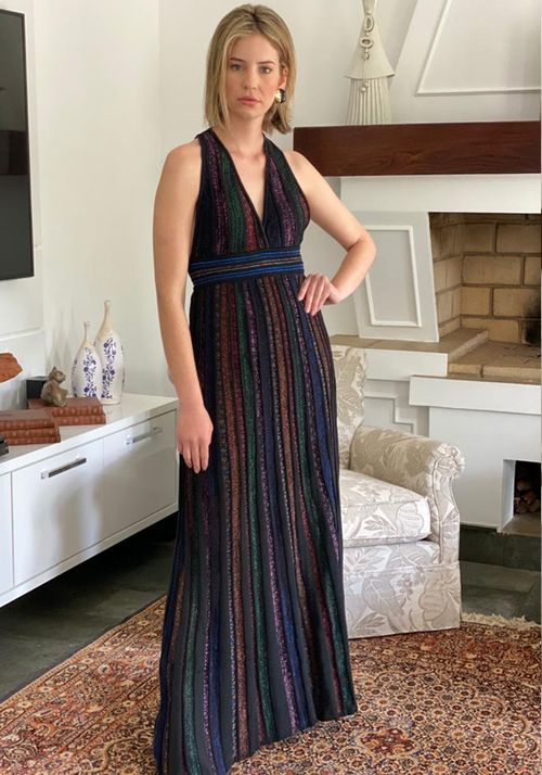 Vestido Tricot Longo Plissado Dance