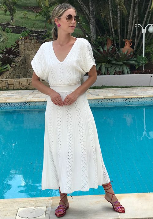 Vestido Tricot Midy Manga Japonesa