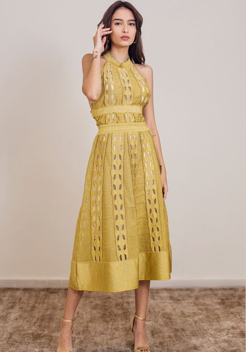 Vestido Tricot Midy Transparência