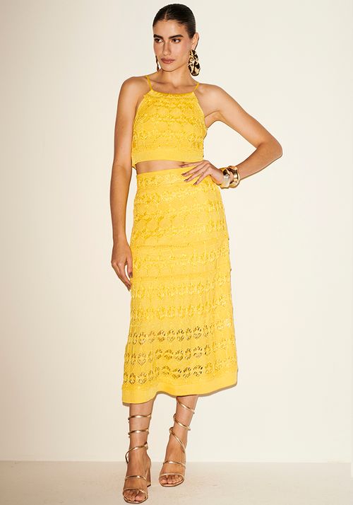 Cropped Tricot Cavado Rendado