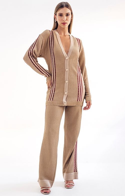 Casaco Tricot Listras Sport Fio Flutuado