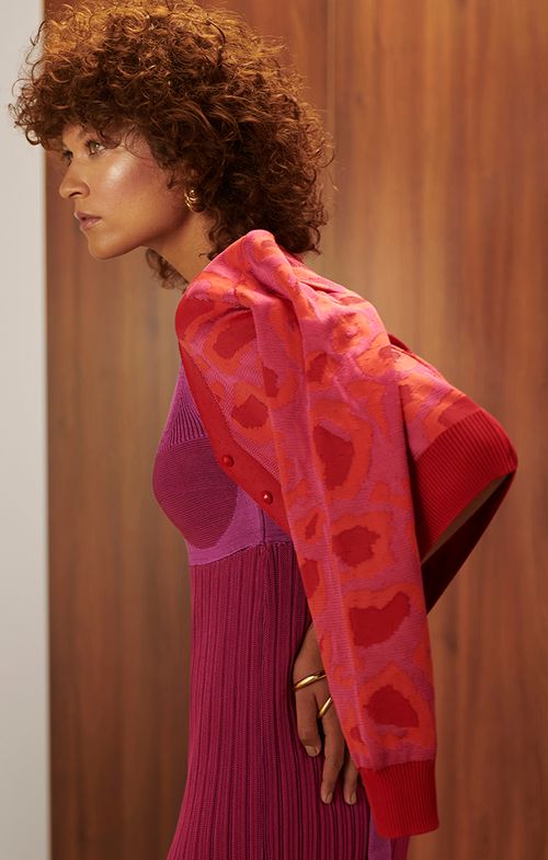 Casaquinho Tricot Animal Print