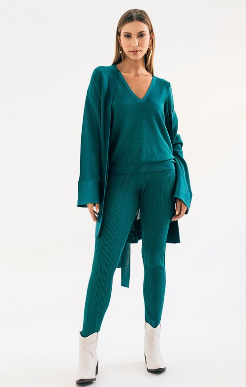 Calça Tricot Nervuras Canelada