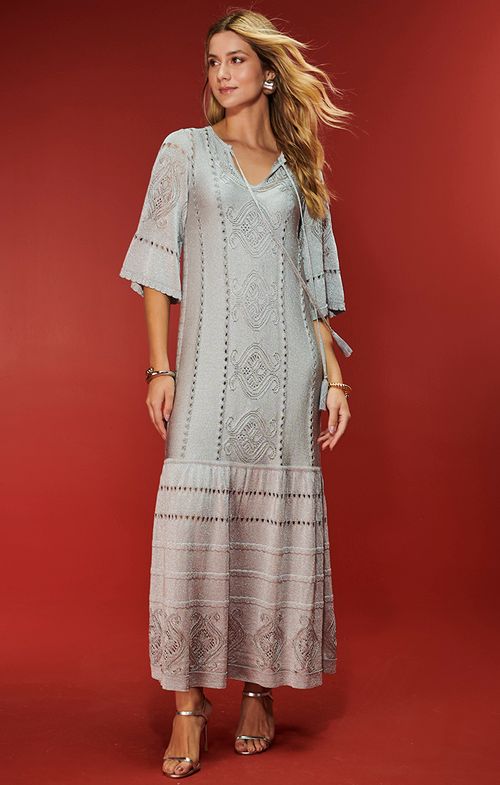 Vestido Tricot Midy Tassel Paisley