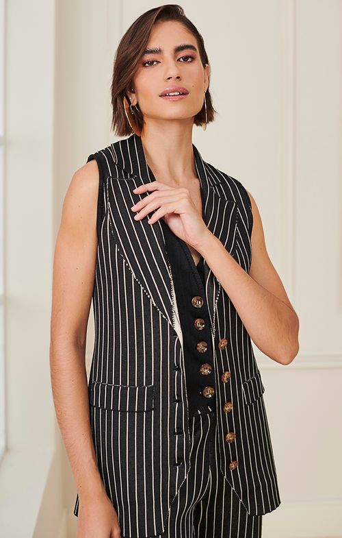 Colete Tricot Risca de Giz