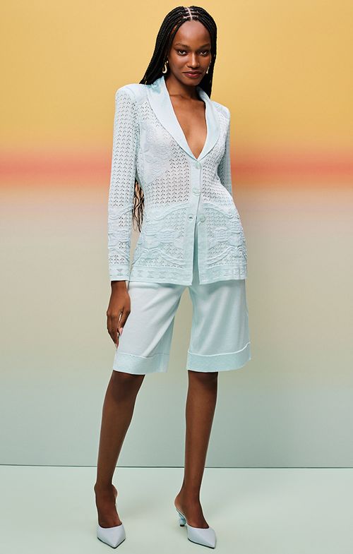 Blazer Tricot Rendado Rosas