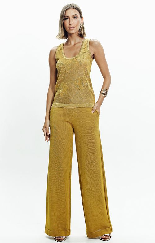 Regata Tricot Flores Relevo Shine