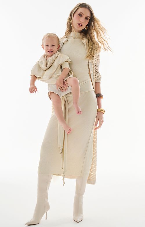 Vestido Tricot Max Midy Basic Faixa Trespassado