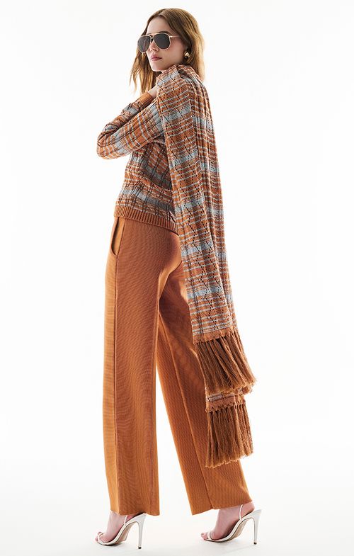 Xale Tricot Tela Tranças Franjas Lurex