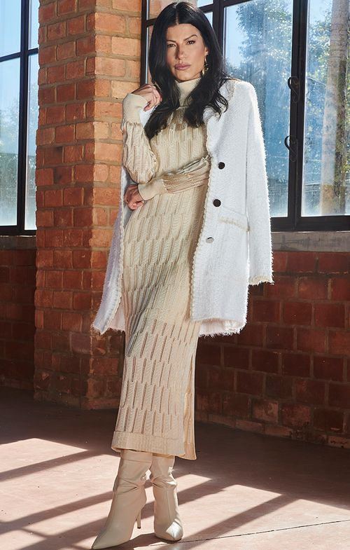 Vestido Tricot Longo Mini Setas