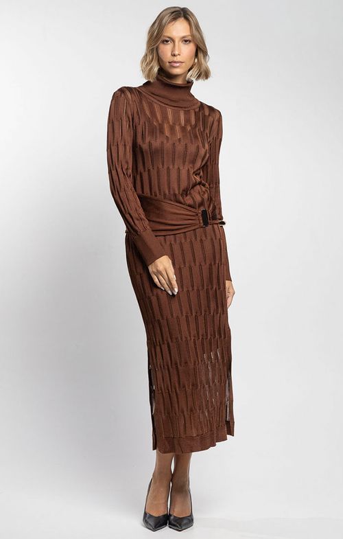 Vestido Tricot Longo Mini Setas