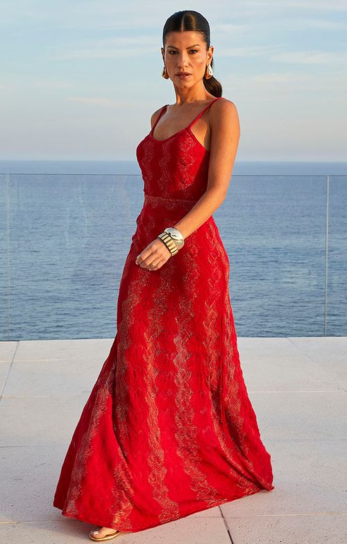 Vestido Tricot Longo Evasê Ondas Shine