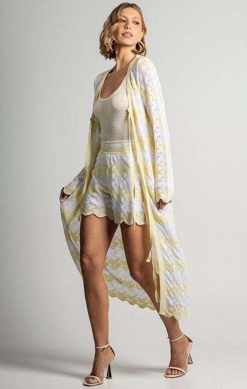 Max Casaco Tricot Renda Ondas