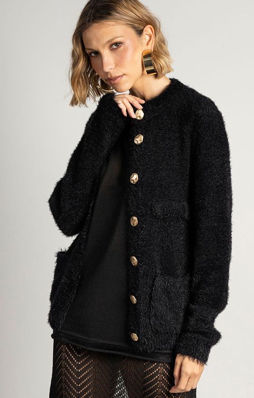 Casaquinho Tricot Botões Angorá