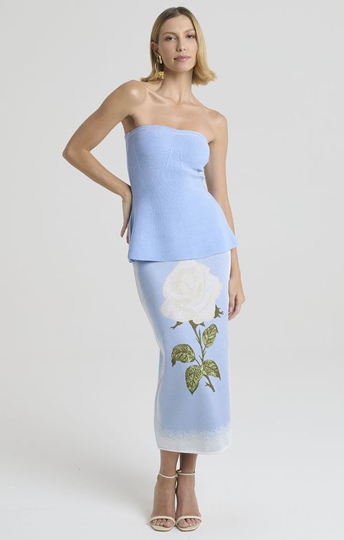 Saia Tricot Midy Rosa Jacar