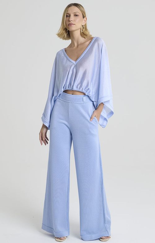 Blusa Tricot Ampla Basic Pontinhos Transparencia