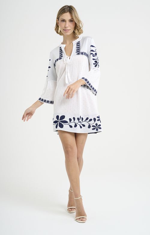 Vestido Bata Tricot Ramos Flores