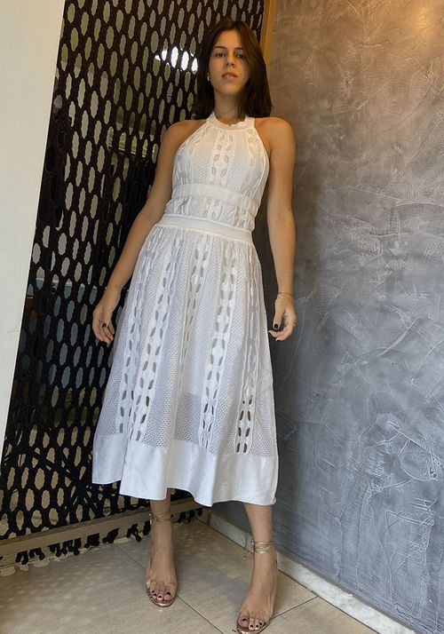 Vestido Tricot Midy Transparência