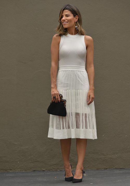 Vestido Tricot Midy Transparencia Riscos Cavado