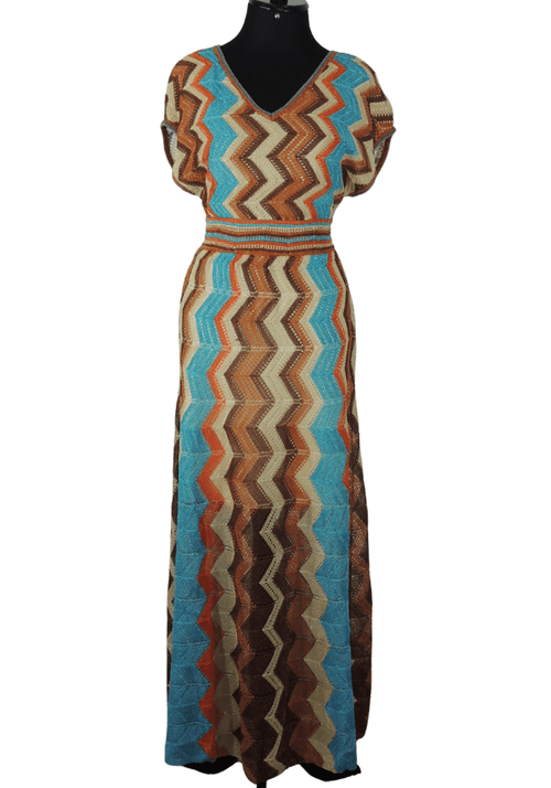 Vestido Tricot Max Midy Listras Furos Zig