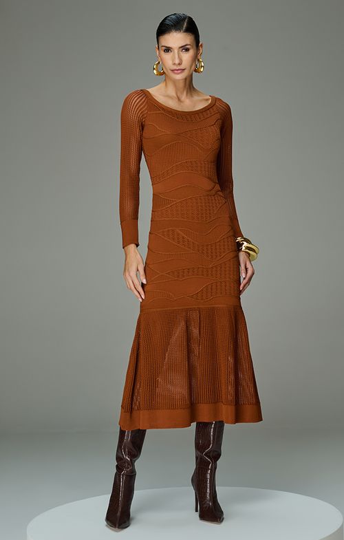 Vestido Tricot Midy Bandage Patchwork