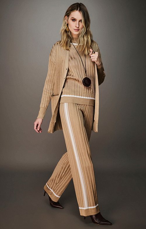 Calça Tricot Reta Canelada Listra