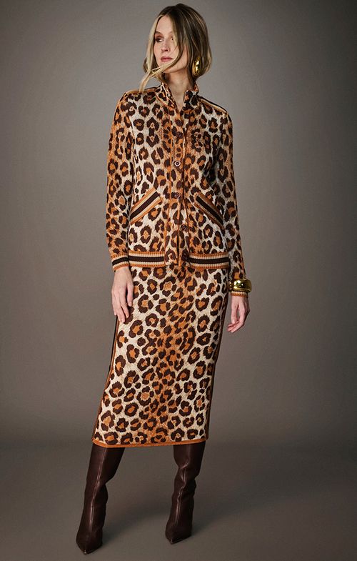 Saia Tricot Max Midy Reta Animal Print