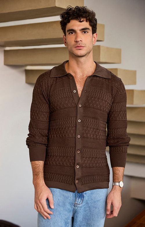 Camisa Tricot Men's Textured Patchwork