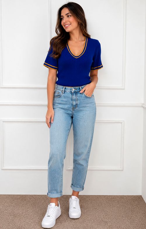 Blusa Tricot Basic Decote V Brasil