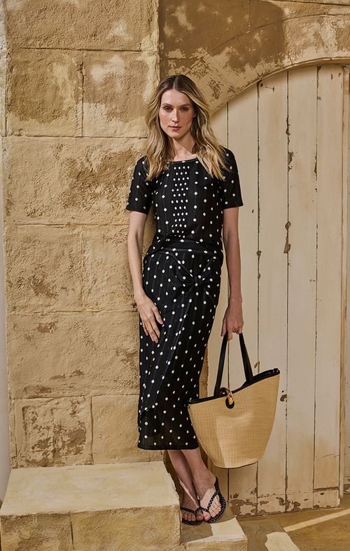 Look Tricot Nervuras Poá